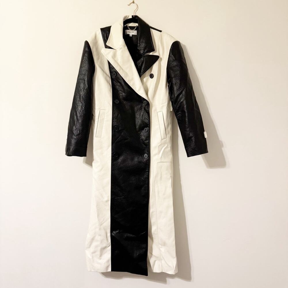 Ronny Kobo Baylor Faux Leather Trench Coat Size Small - Picture 5 of 11